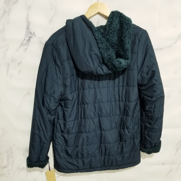 HALOGEN Reversible Sherpa Jacket, Emerald, Size Small - Picture 4 of 9